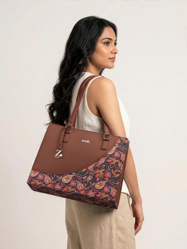 ZOUK Women’s Office Essential Jute Vegan Leather Bag
