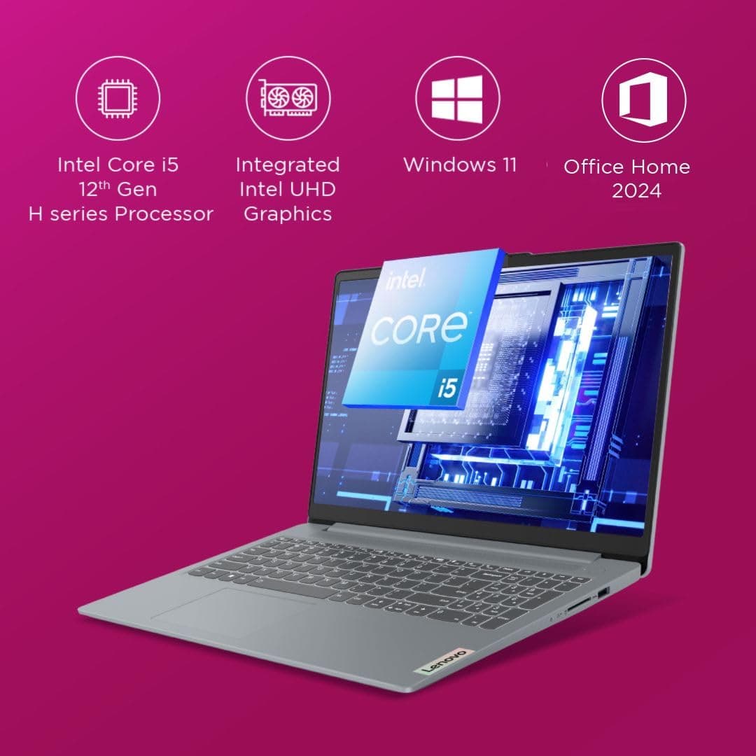 Lenovo IdeaPad Slim 3 12th Gen Intel i5 Laptop 15.6" FHD, 16GB RAM, 512GB SSD, Windows 11, Arctic Grey